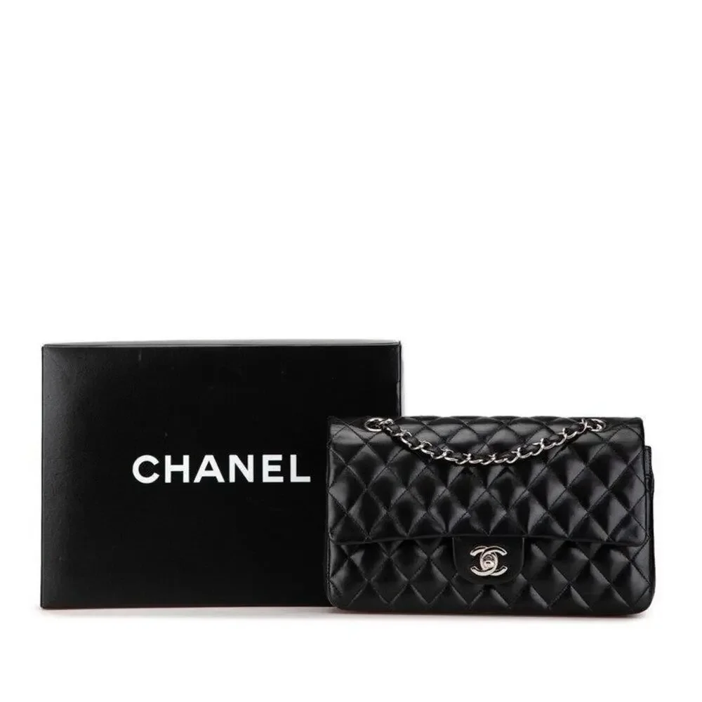 Chanel Matelasse 25 Double Flap Shoulder Bag Black